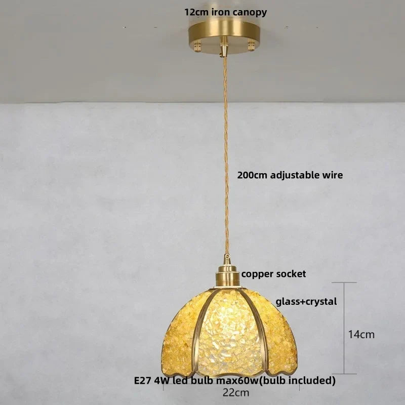 DecorBites™ Crystal Glass LED Pendant Lamp: Modern Nordic Style Hanging Light Fixture for Home Decor