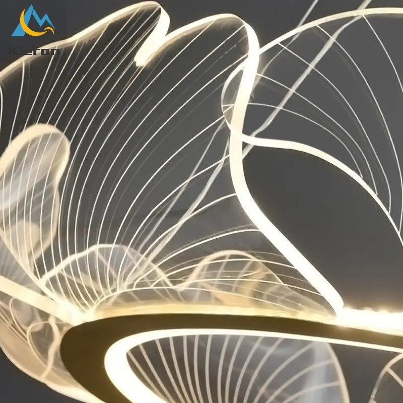 DecorBites™ Lotus Leaf Acrylic LED Chandelier Pendant Light for Dining Room, Bedroom, Living Room