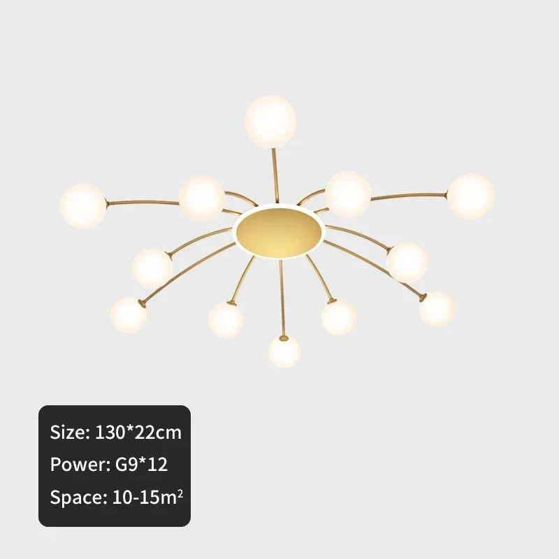 DecorBites™ Ball Glass Ceiling Light in Gold for Living Room, Dining, Bedroom by DecorBites™