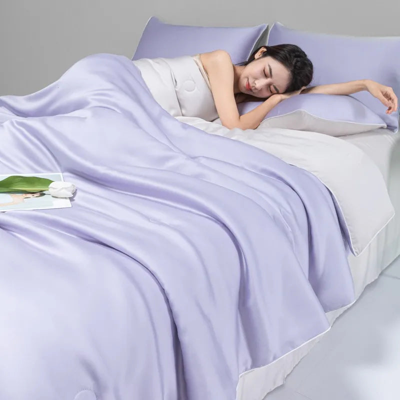 DecorBites™ Cool Ice Silk Summer Quilt Set for Single Double Beds