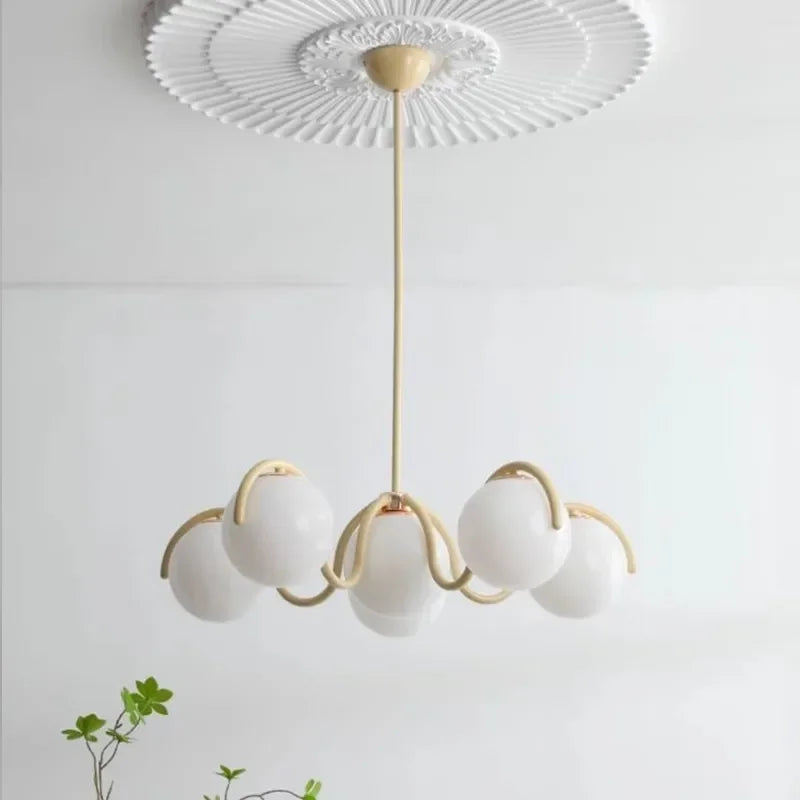 DecorBites™ Bean Glass Pendant Light, red & cream, Minimalist Nordic Chandelier for Living Room, Bedroom, Dining & Study