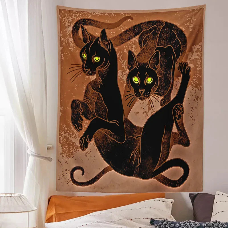 DecorBites™ Cat Witchcraft Tapestry Baphomet Aesthetic Room Decor Hippie Boho Home Mattress