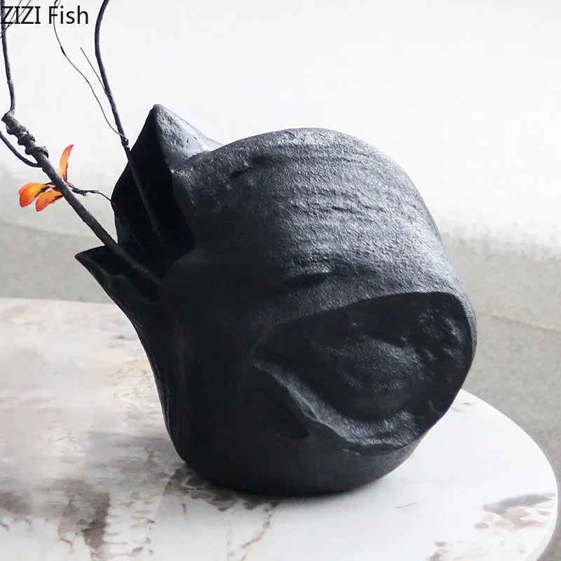 DecorBites™ Black Vase Abstract Artwork Flowers Pots Desk Decoration Aesthetic Décor