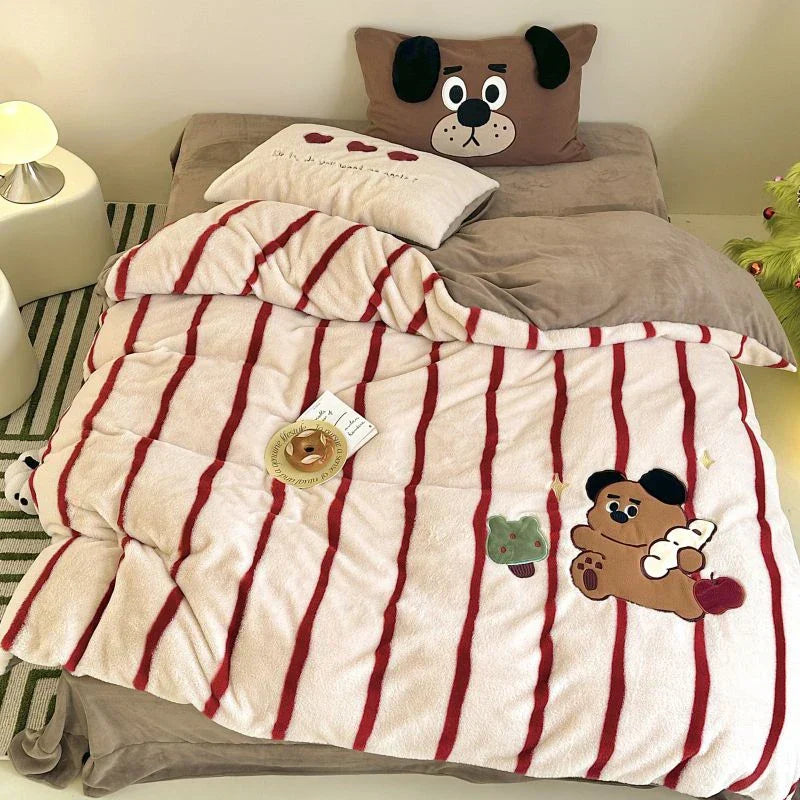 DecorBites™ Cozy Autumn Winter King Size Duvet Set with Velvet Blanket Cover