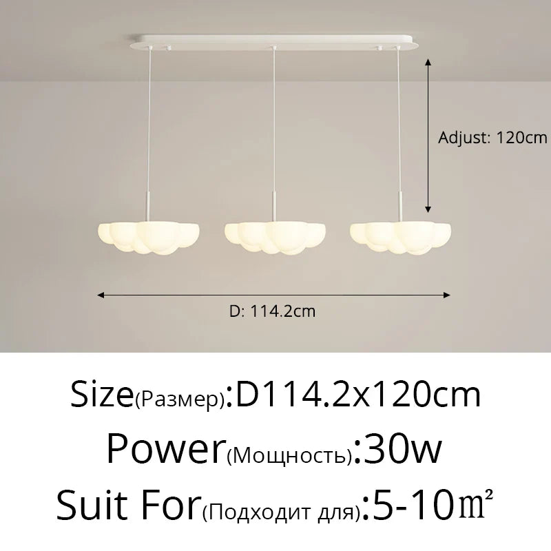 DecorBites™ Cloud White Modern Chandelier Floating Pendant Lamp Kitchen Island Light