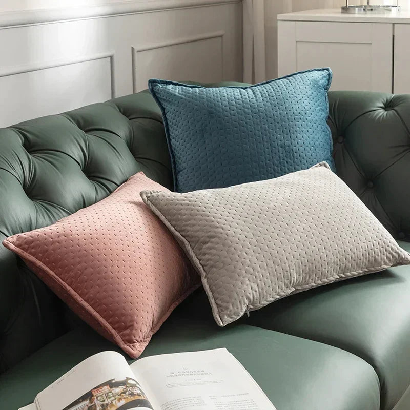 DecorBites™ Fringed Velvet Cushion Cover Solid Pillow for Home Decor Sofa Bed