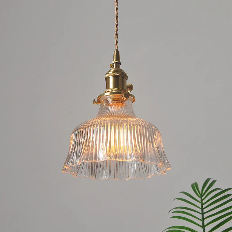 DecorBites™ Clear Glass LED Pendant Lights with Copper Knob Switch for Dining Room