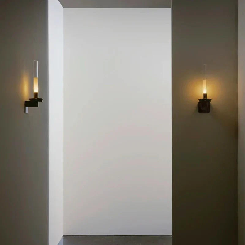 DecorBites™ Clear Glass Black Metal Wall Light for Stairs, Aisle, Parlor, Bedroom - 3000K