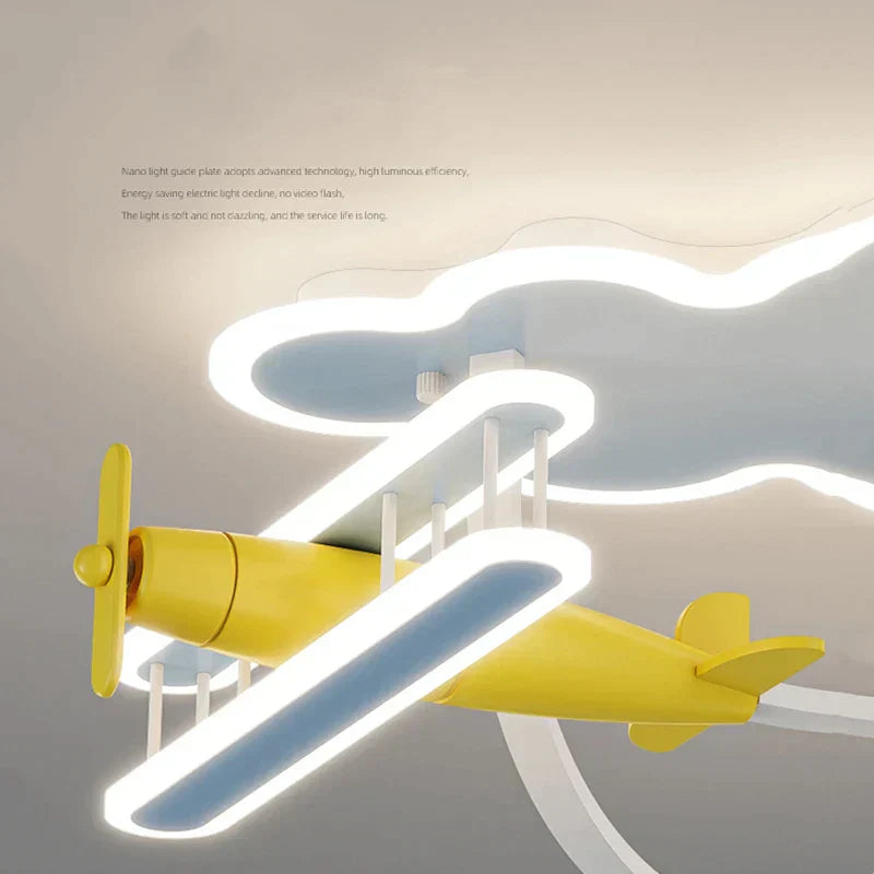 DecorBites™ Cartoon Plane Chandelier Light Kids Room Ceiling Lamp Remote Control