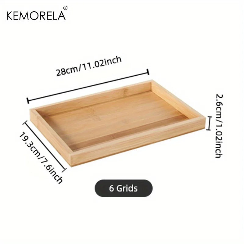 DecorBites™ Bamboo Wooden Rectangular Tea Tray | Elegant Tea Cup Stand Tray for Dining