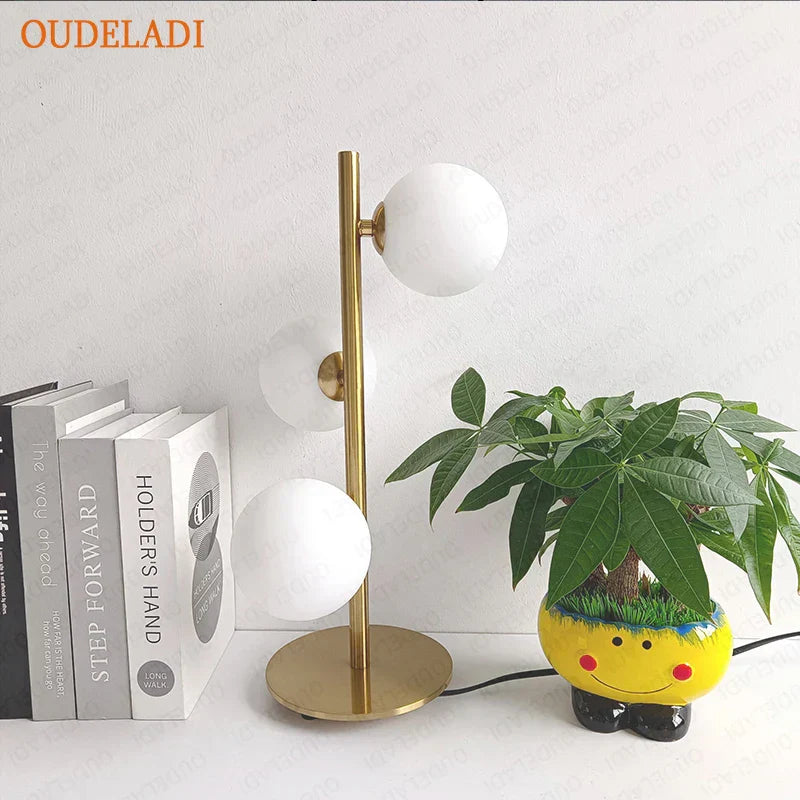 DecorBites™ Glass Ball LED Table Lamp | Nordic Style Iron Art Decor Fixture