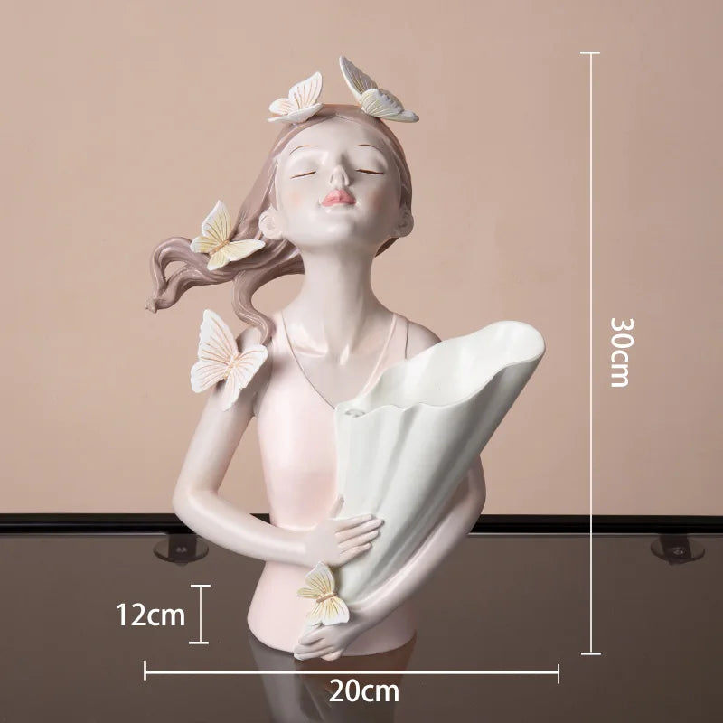 DecorBites™ Butterfly Girl Sculpture Vase Set - Modern Decorative Resin Flower Ornaments