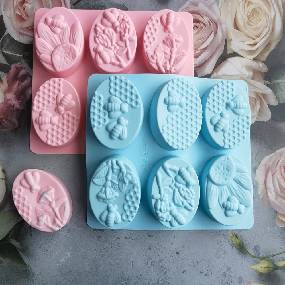 DecorBites™ Bee Silicone Soap Mold: 6 Styles for Handmade Treats & Baking