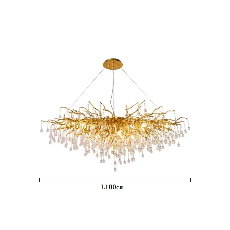 DecorBites™ Crystal Branch Chandelier for Living Bedroom Decoration LED Pendant Light