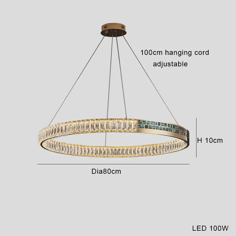 DecorBites™ Crystal Ring Ceiling Chandelier | Stainless Steel | Luxury Home Decor