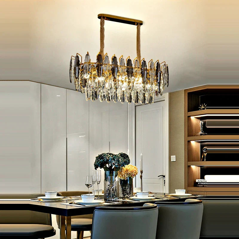 DecorBites™ Gold Crystal Chandelier Lighting for Living Room