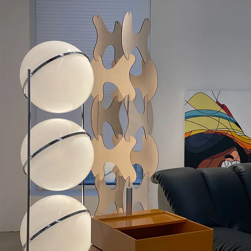 DecorBites™ LED Floor Lamp Chrome Metal Living Room Floor Light White Acrylic Ball