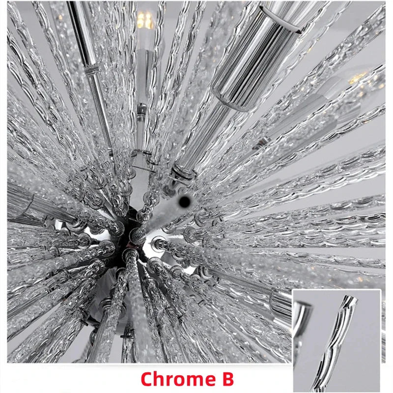 DecorBites™ Geometric Starburst Chandelier: Modern LED Ceiling Lighting for Living Room & Restaurant