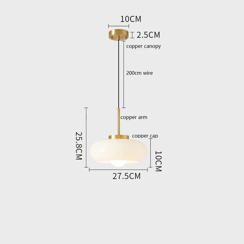 DecorBites™ Copper Bauhaus LED Pendant Light - Orange Glass Fixture for Home Indoor Lighting