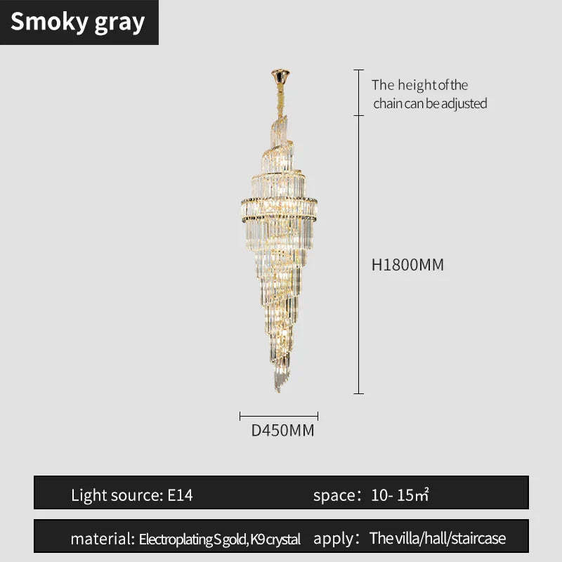 DecorBites™ Crystal Hollow Chandelier LED Light for Modern Luxury Living Room Loft