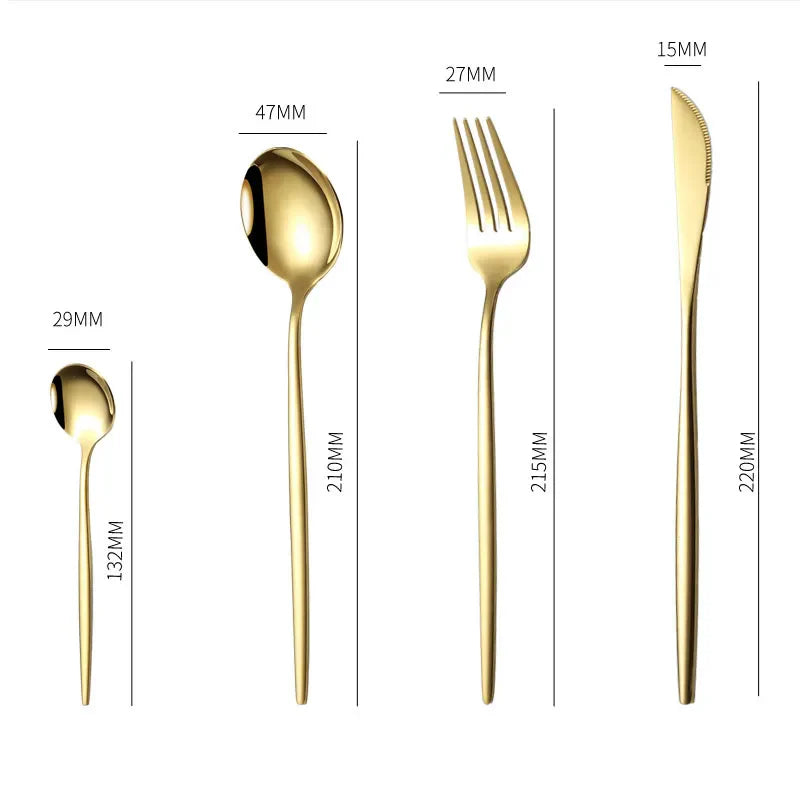 DecorBites™ 24-Piece Gold Stainless Steel Cutlery Set - Elegant Tableware Gift Box