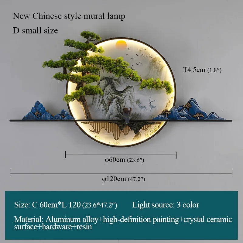 DecorBites™ Chinese Landscape LED Wall Lamp for Home Living Bedroom Study