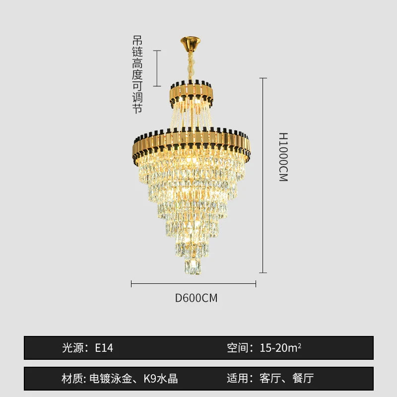 DecorBites™ Crystal Chandelier for Duplex Villa Hotel Club Banquet Hall Engineering Lighting