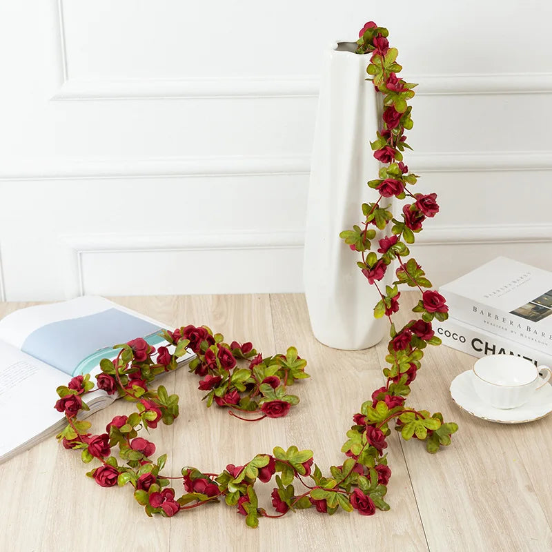 DecorBites™ 250cm Rose Flowers Vine Garland Autumn Cane Backdrop Decor