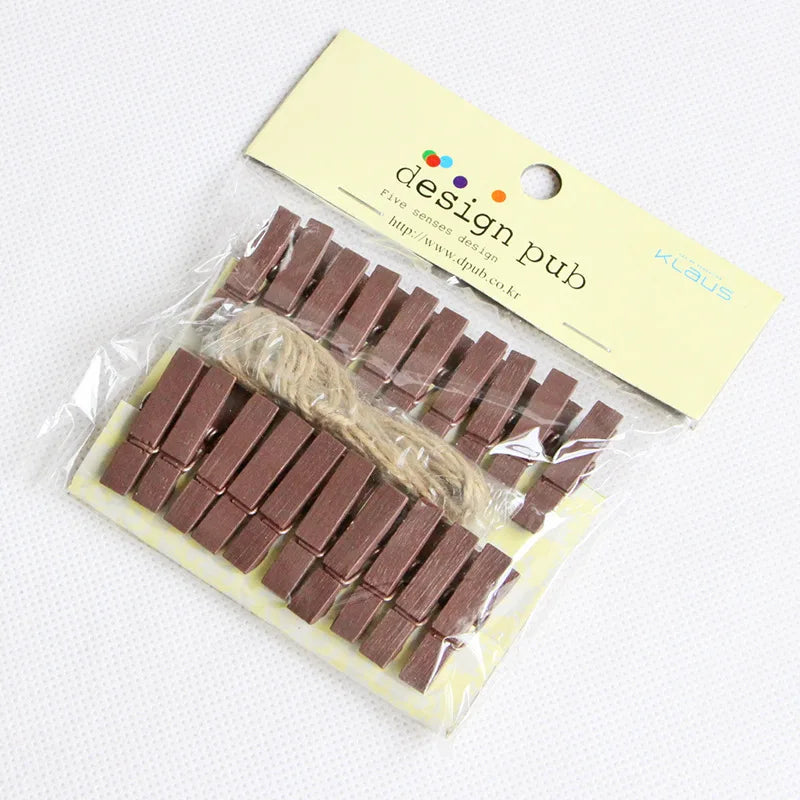 DecorBites™ 50-Piece Mini Wooden Clips for Photos Crafts, 25mm Small Clothespin Decoration
