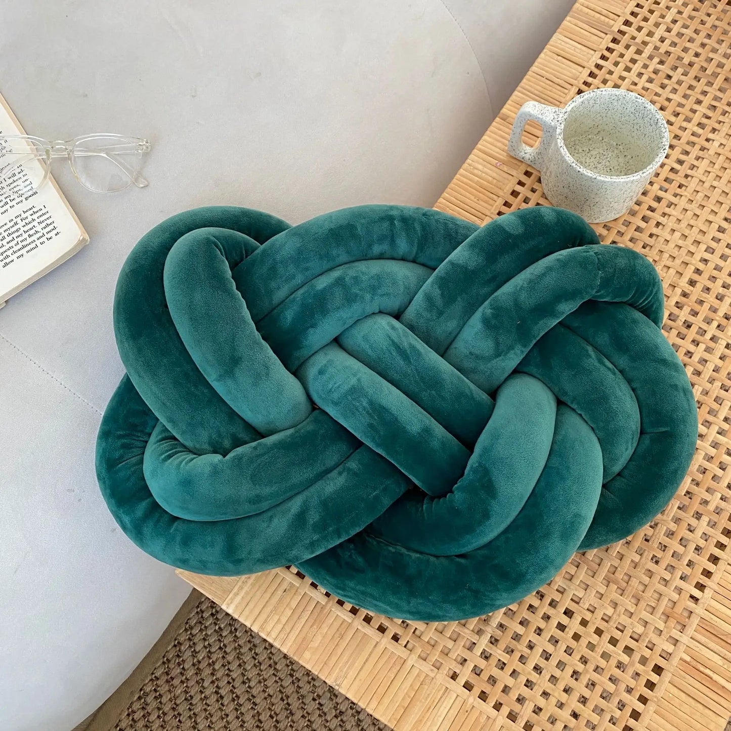 DecorBites™ Blue Handmade Knot Throw Pillows for Couch - Soft Decorative Comfort Pillow