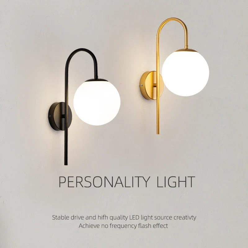 DecorBites™ Frosted Glass Ball LED Wall Lamp for Bedroom and Corridor