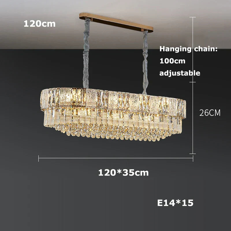 DecorBites™ K9 Crystal Gold Chandelier Lighting for Living Room