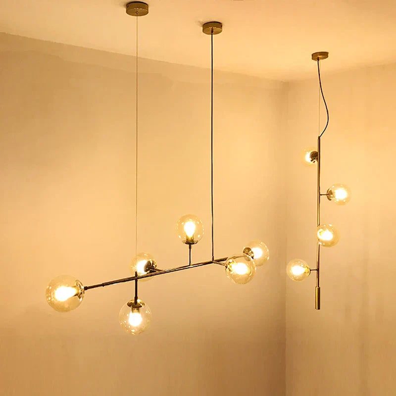 DecorBites™ Brass Glass Ball Chandelier for Modern Living Room Dining Decor