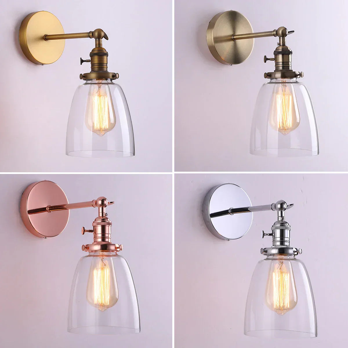 DecorBites™ Glass Wall Lamp Antique Bronze E26 E27 for Living Room Bedroom Aisle Lighting