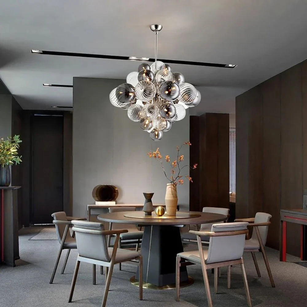 DecorBites™ Glass Bubble Ceiling Chandelier LED Living Room Bedroom Decor Minimalist Hanging Lamp