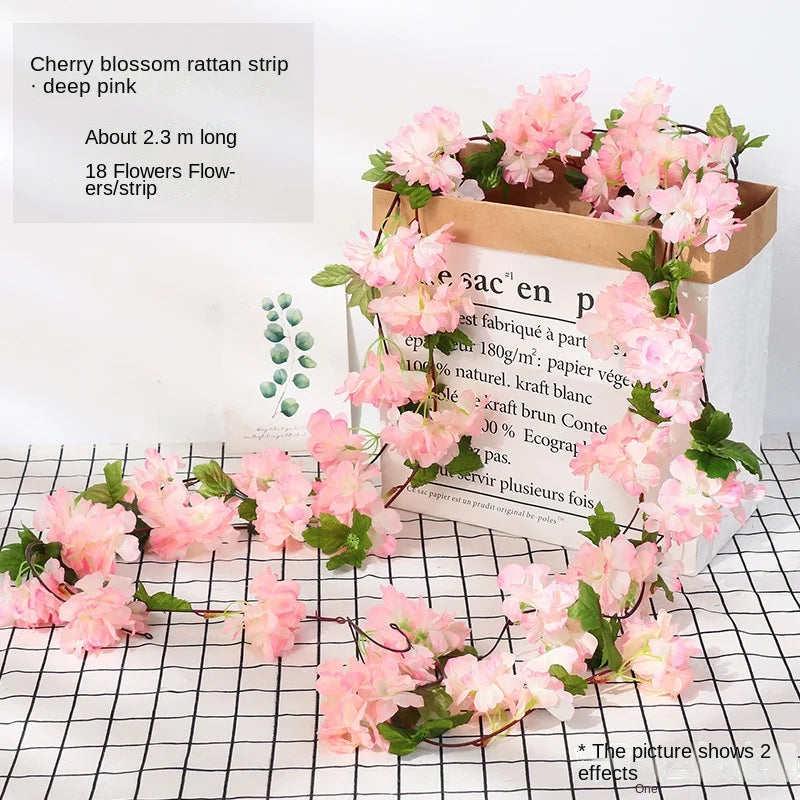 DecorBites™ 250cm Rose Flowers Vine Garland Autumn Cane Backdrop Decor