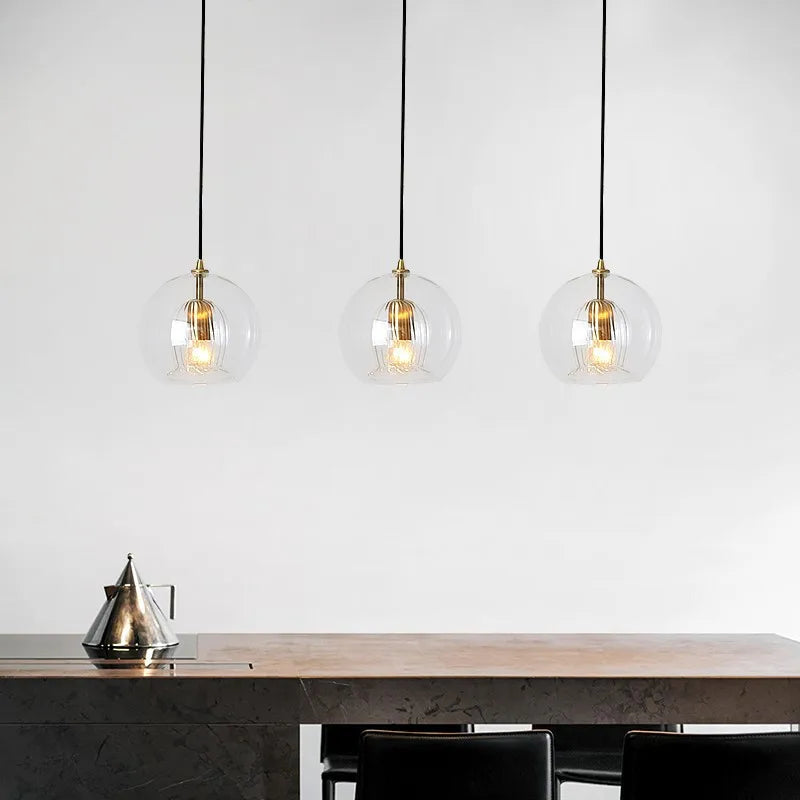 DecorBites™ Gold Glass Ball Pendant Light for Dining Room & Bedroom Decor