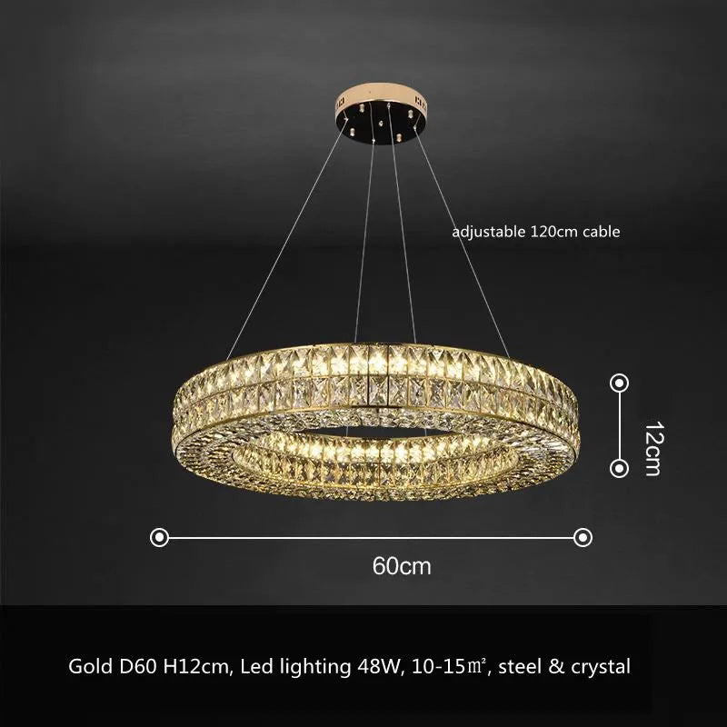 DecorBites™ Crystal LED Pendant Light: Luxury Steel Hanging Lamp for Modern Foyer, Dining Room