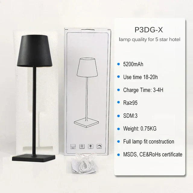 DecorBites™ Crystal LED Rechargeable Table Lamp - Elegant Cordless Hotel Restaurant Bar Light