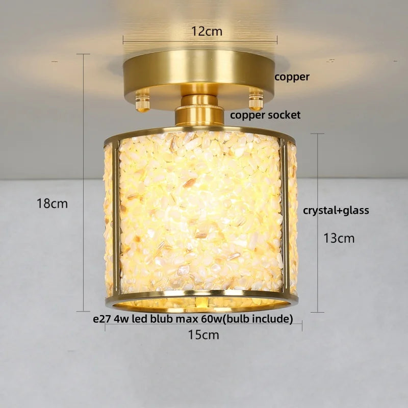DecorBites™ Crystal Glass LED Ceiling Light Copper Canopy Nordic Modern Design