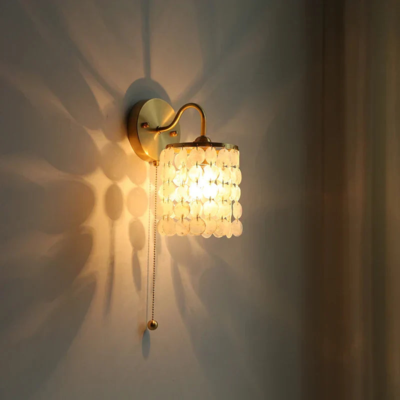 DecorBites™ Conch Copper LED Wall Light Fixture with Pull Chain Switch