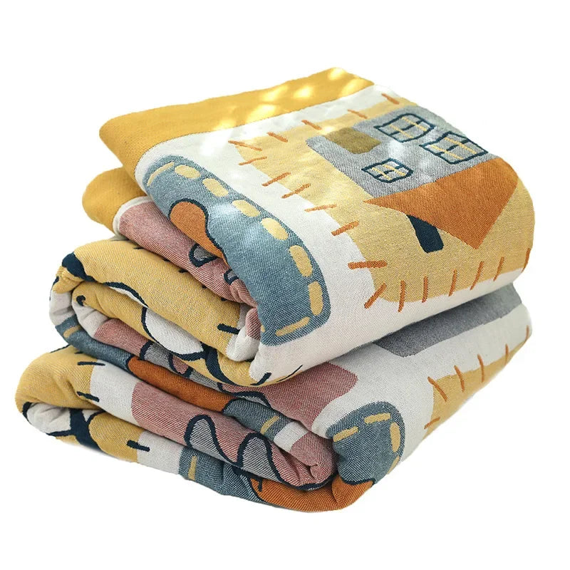 DecorBites™ Cartoon Throw Blanket - Soft Cotton Summer Quilt for Beds and Sofas
