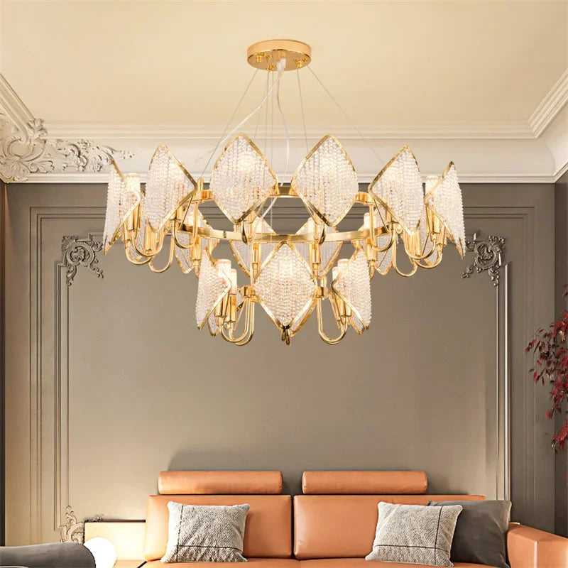 DecorBites™ Crystal Chandelier Pendant Light: Elegant Modern Luxury for Living Room Decor