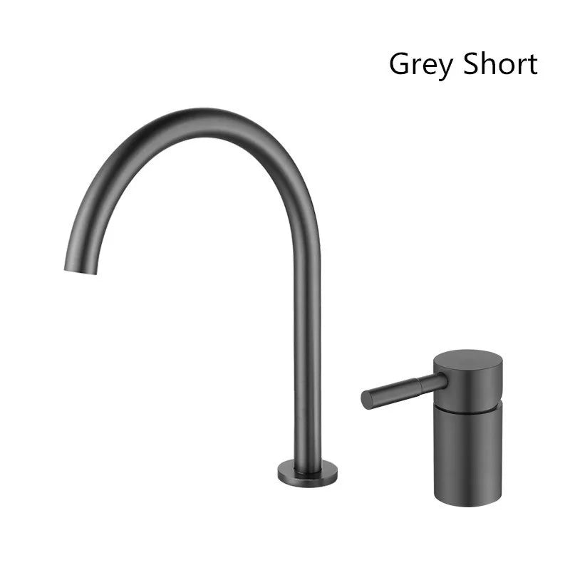 DecorBites™ Black Basin Faucet: Brushed Gold Two-Hole Bathroom Sink Tap with Rotating Spout