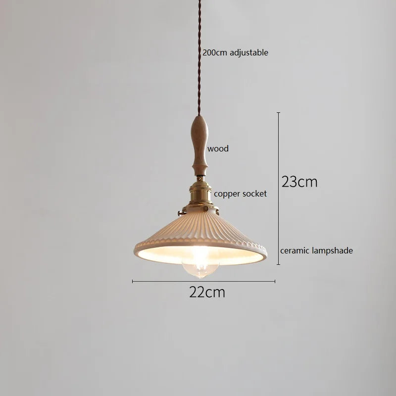 DecorBites™ Ceramic LED Pendant Light: 30CM, Home Decor, Bedroom, Living Room, Dinning, Wood & Copper Socket