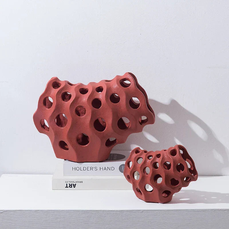 DecorBites™ Coral Geometric Resin Sculpture Sea Creature Decor Figurine