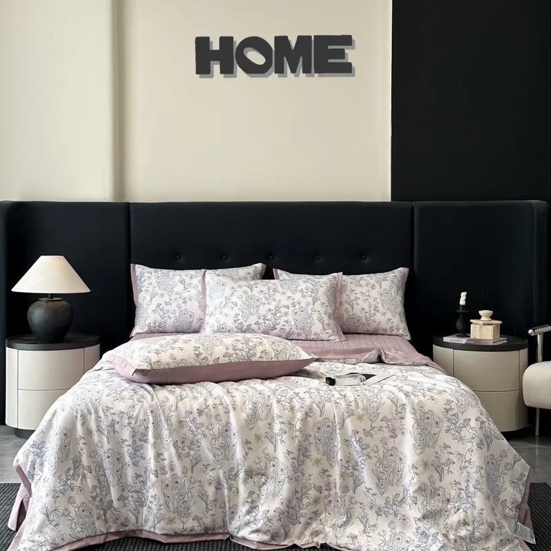 DecorBites™ Cool Silk Summer Quilt Set with Sheets & Pillowcases