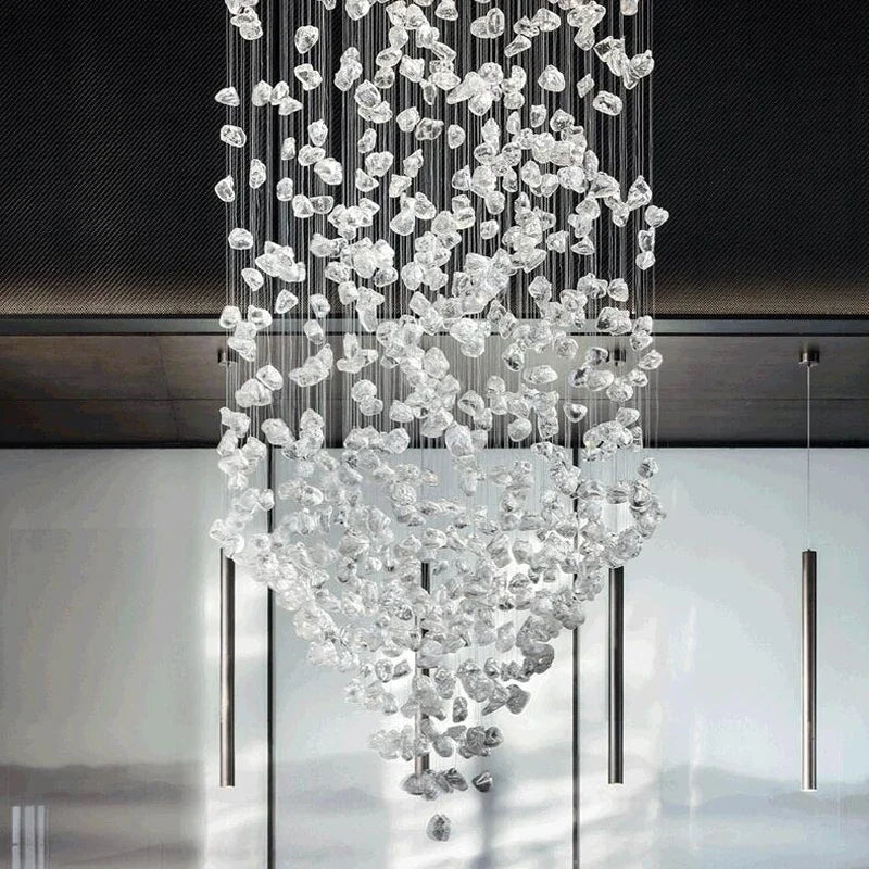 DecorBites™ Crystal Chandelier: Modern Staircase LED Lighting for Hallway & Lobby