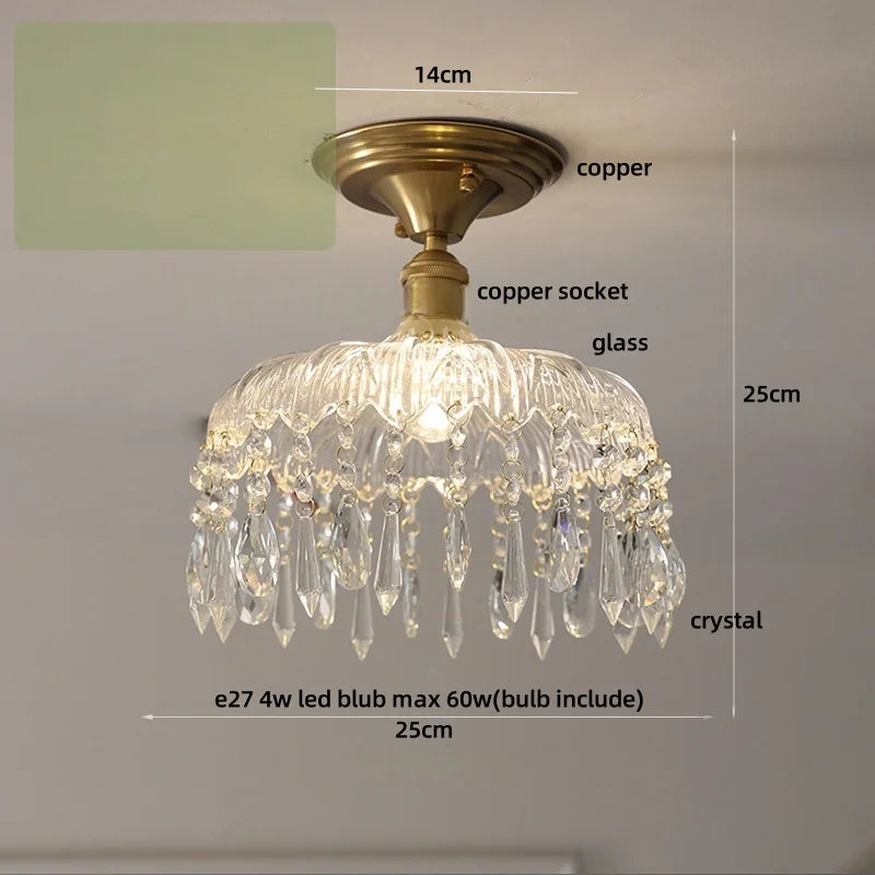 DecorBites™ Glass Grid LED Ceiling Lamp: Luxury Crystal Nordic Copper Ceiling Lights