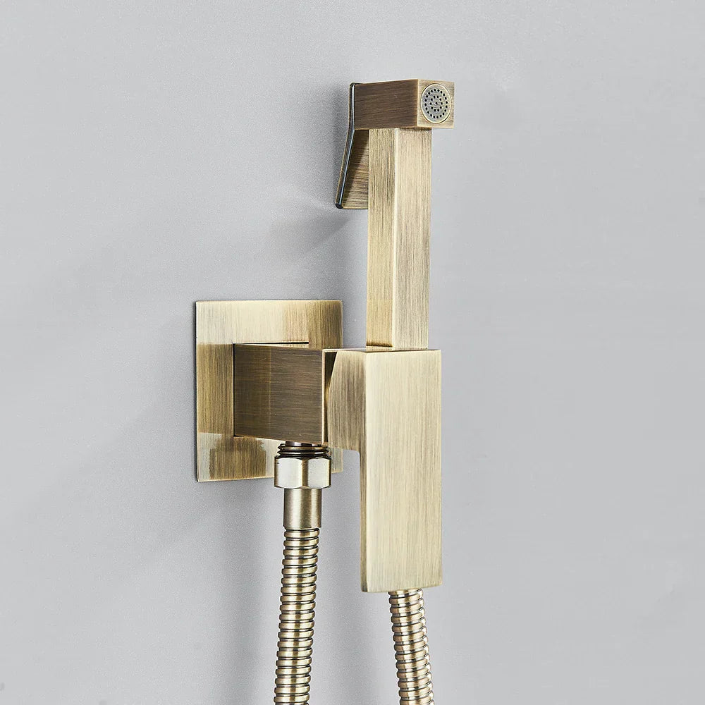 DecorBites™ Brass Bidet Faucet Mixer with Square Shower Spray